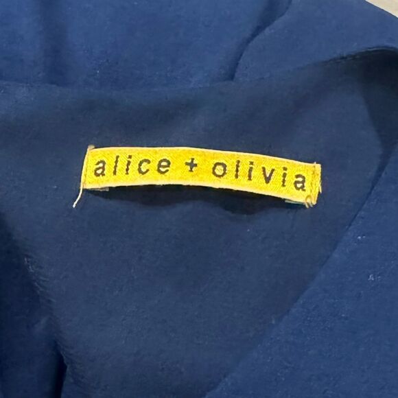 Alice + Olivia Blue Silk Mini Open Back Swing Dress Women’s Small - Picture 2 of 4